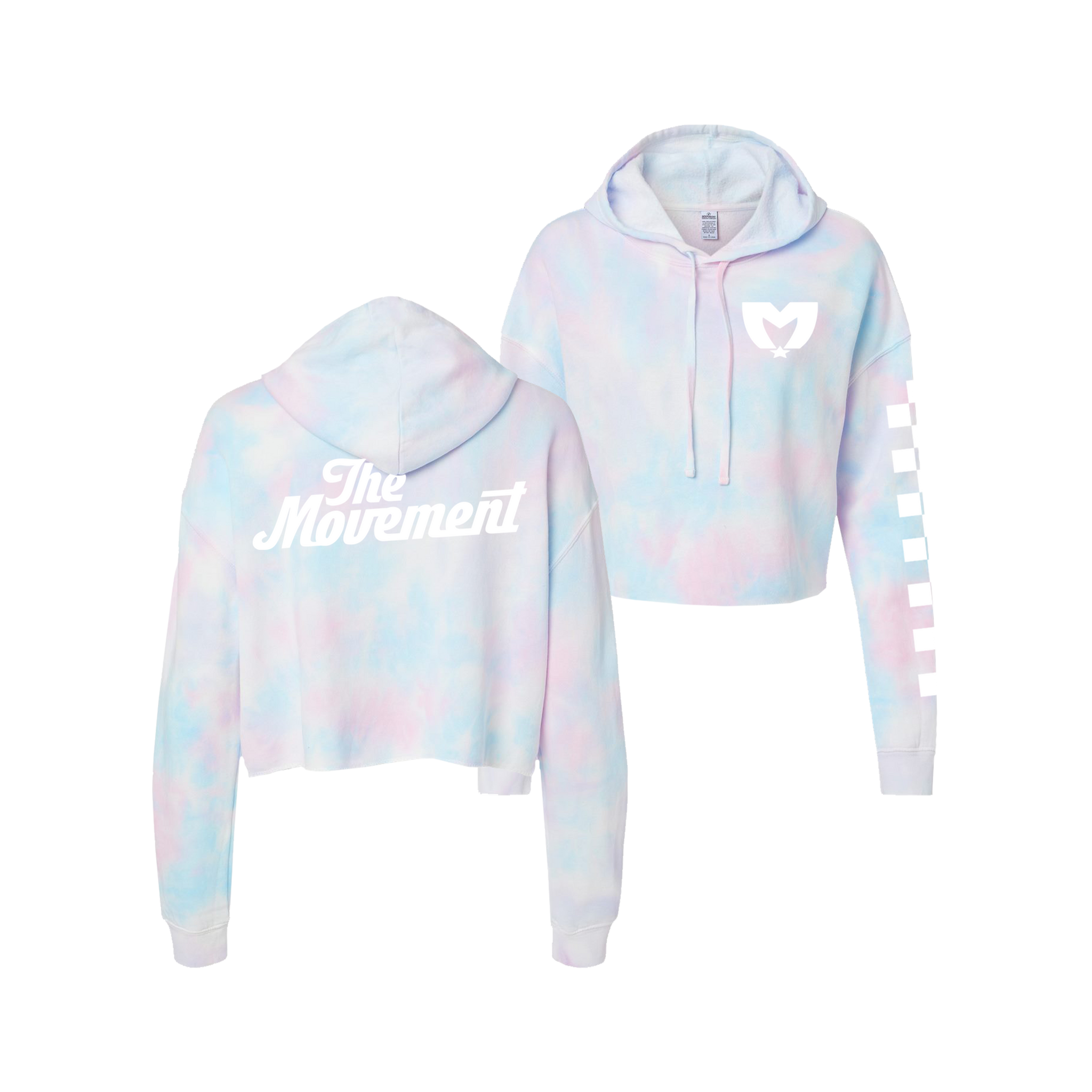 Women's Checkered Brand Tie Dye Crop Hoodie