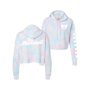 Women's Checkered Brand Tie Dye Crop Hoodie