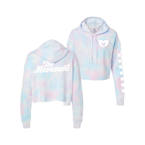Women's Checkered Brand Tie Dye Crop Hoodie