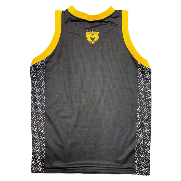 The Movement Fully Embroidered Black & Gold Basketball Jersey 3XL